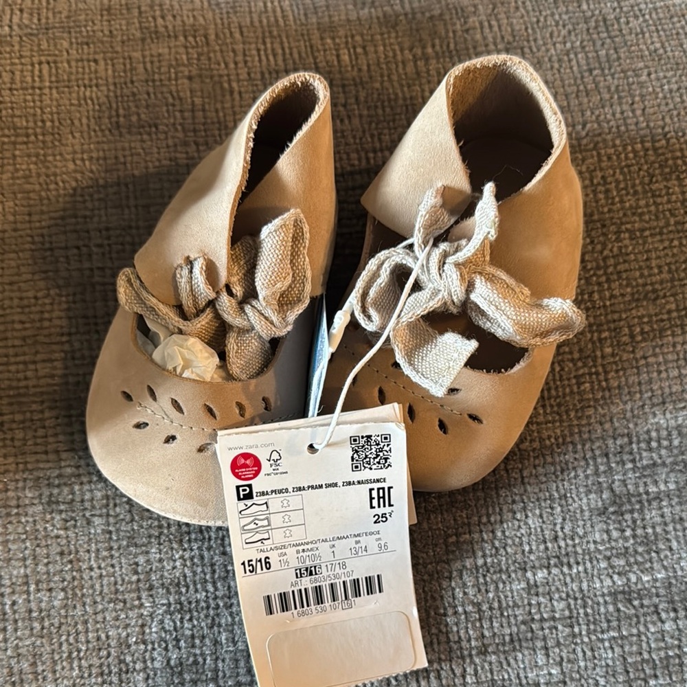 Zara Tan Leather Kids Shoes